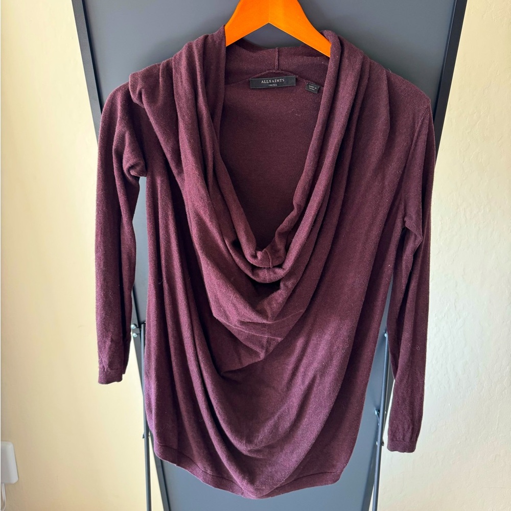 All Saints Maroon Sweater Top